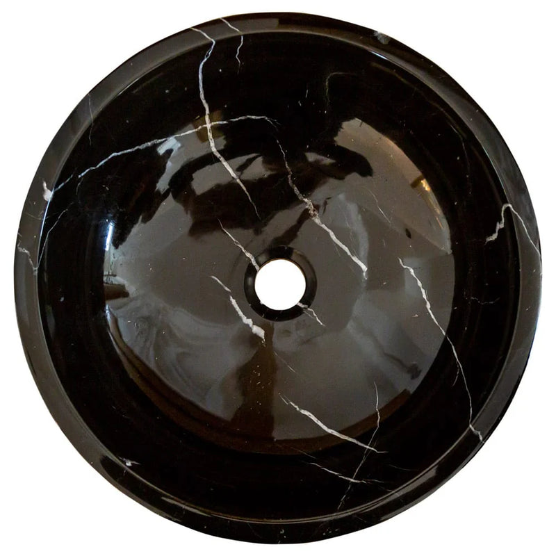 Natural Stone Toros Black Marble Above Vanity Bathroom Sink Rustic Outside (D)16" (H)6" product shot top view