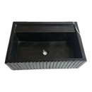 Toros Black Marble Rectangular Wall-mount Bathroom Sink Fluted (W)16" (L)24" (H)7" Polished angle view