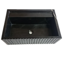 Toros Black Marble Rectangular Wall-mount Bathroom Sink Fluted (W)16" (L)24" (H)7" Polished top view