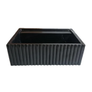 Toros Black Marble Rectangular Wall-mount Bathroom Sink Fluted (W)16" (L)24" (H)7" Polished front view