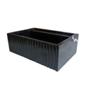 Toros Black Marble Rectangular Wall-mount Bathroom Sink Fluted (W)16" (L)24" (H)7" Polished profile view