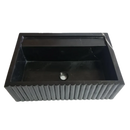 Toros Black Marble Rectangular Wall-mount Bathroom Sink Fluted (W)16" (L)24" (H)7" Polished top view