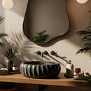 Toros Black Natural Stone Marble Above Vanity Bathroom Sink Fluted (D)16" (H)6"