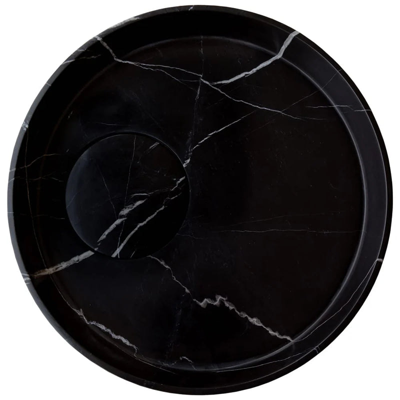 Natural Stone Toros Black Marble Above Vanity Designer Bathroom Sink Polished (D)17.5" top view product shot