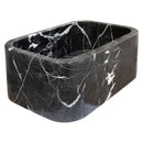 Toros Black Marble Rectangular Wall-mount Bathroom Sink (W)12" (W)18" (H)7" corner angle view
