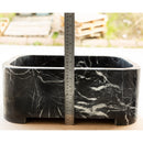 Toros Black Marble Rectangular Wall-mount Bathroom Sink (W)12" (W)18" (H)7" height measure view