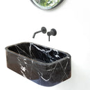 Toros Black Marble Rectangular Wall-mount Bathroom Sink (W)12" (W)18" (H)7" installed bathroom black wall-mount faucet