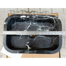 Toros Black Marble Rectangular Wall-mount Bathroom Sink (W)12" (W)18" (H)7" length measure view
