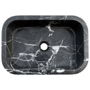 Toros Black Marble Rectangular Wall-mount Bathroom Sink (W)12" (W)18" (H)7" top view