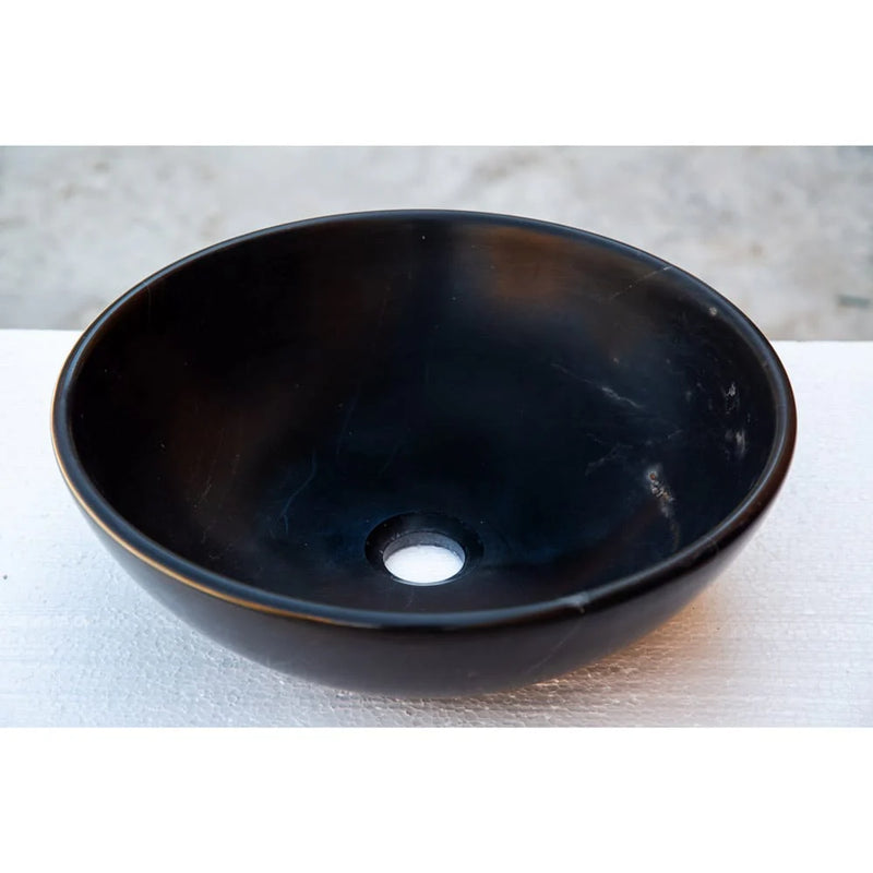 Toros Black Natural Stone Marble Above Vanity Bathroom Sink Semi-Polished (D)16" (H)6" angle view