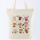 Boba Tea Tote Bag – Cream Canvas with Keychain & Enamel Pin