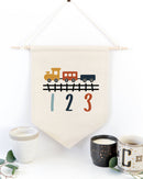Train and Numbers Hanging Wall Banner