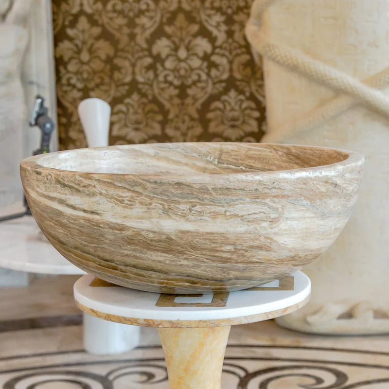 Traonyx Natural Stone Above Vanity Bathroom Sink Honed (D)16" (H)6" side view