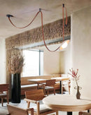 Travertine  Lasso Stone Leather Chandelier