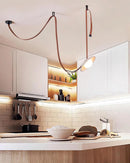 Travertine  Lasso Stone Leather Chandelier