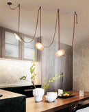 Travertine  Lasso Stone Leather Chandelier