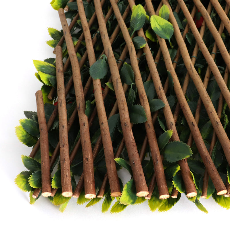 Red Rose Rattan Greenery Trellis