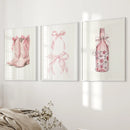 Cowgirl Boots Preppy Modern Wall Art Poster Set