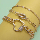 Trio Layer Heart Charm Bracelet | Gold Tone Jewelry