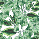 Elegant White Wallpaper with Leaves Fashionable