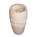 Light Travertine Curved Pedestal Hand Carved Stone Sink Honed Finish 16 x 33.5 Inch