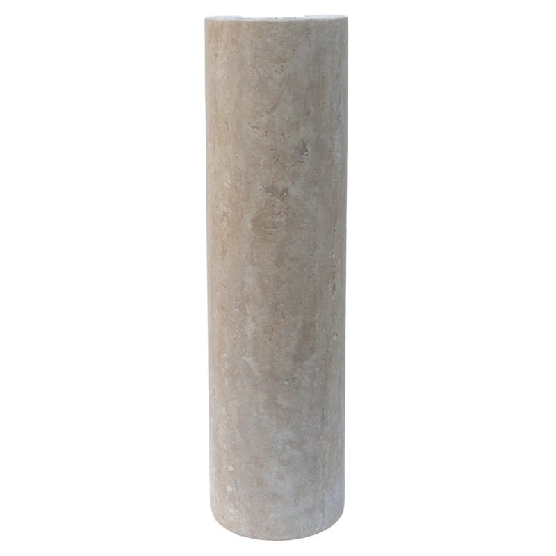 Troia Light Travertine Pedestal Stand-alone Sink Honed and Filled (W)15" (L)16" (H)33.5" column front detail