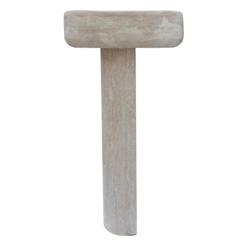 Troia Light Travertine Pedestal Stand-alone Sink Honed and Filled (W)15" (L)16" (H)33.5" side view