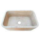 Troia Light Travertine Rectangular Farmhouse Kitchen Sink Honed (W)18" (L)30" (H)10" angle product shot