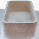 Troia Light Travertine Rectangular Farmhouse Kitchen Sink Honed (W)18" (L)30" (H)10" side angle view