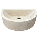 Troia Light Travertine Half Round Wall-mount Bathroom Sink (W)10" (L)16" (H)6" front view