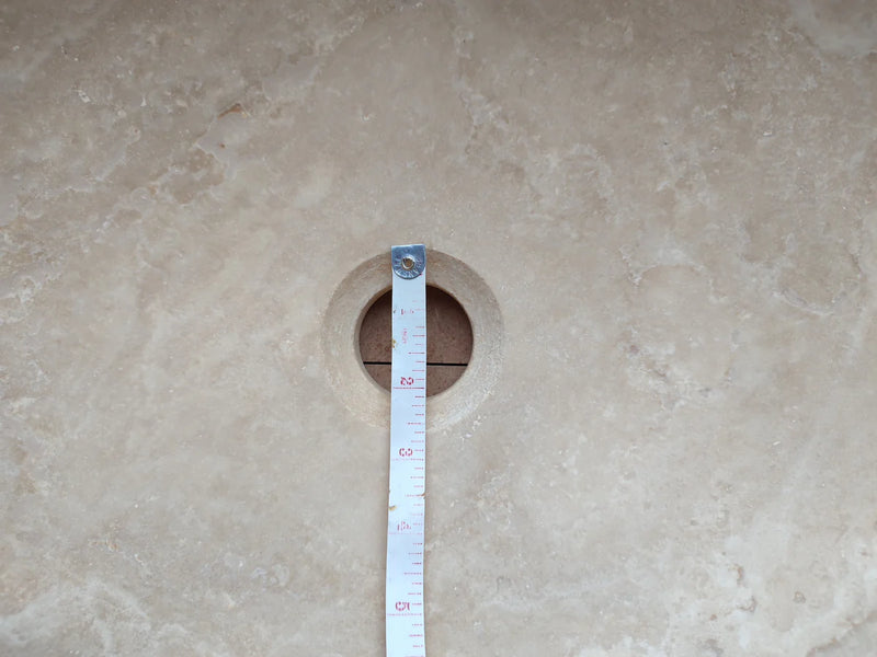 Troia Light Travertine Above Vanity Bathroom Oval Vessel Sink Polished (W)16" (L)21" (H)6" drain hole measurement