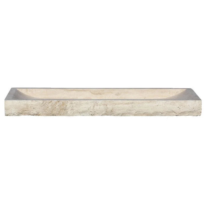 Troia Light Travertine Rectangular Above Vanity Bathroom Split-face Sink (W)16" (L)48" (H)4" product shot front view