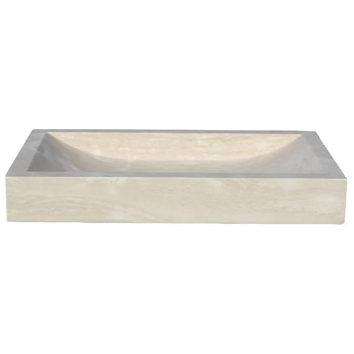 Troia Light Travertine Rectangular Above Vanity Bathroom Vessel Sink (W)16" (L)27.5" (H)4" angle view product shot