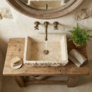 Light Turkish Travertine Natural Stone Rustic Vessel Sink Honed Hand Chiseled 12x17