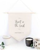 Trust in the Lord, Proverbs 3:5 Cotton Canvas Scripture, Hanging Wall Banner