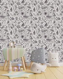 Black and White Hares Pattern Wallpaper