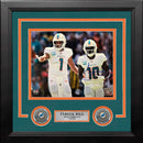 Tyreek Hill with Tua Miami Dolphins Autographed 8" x 10" Framed Football Photo
