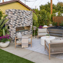 Tundra Gray Mix Ledger 3D Panel 6"x24" Split-face Marble Wall Tile - Full Truckload installed to outdoor wall around fireplace outdoor furniture