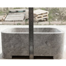 Tundra Gray Marble Rectangular Wall-mount Bathroom Sink (W)12" (W)18" (H)7" height measure view