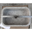 Tundra Gray Marble Rectangular Wall-mount Bathroom Sink (W)12" (W)18" (H)7" length measure view