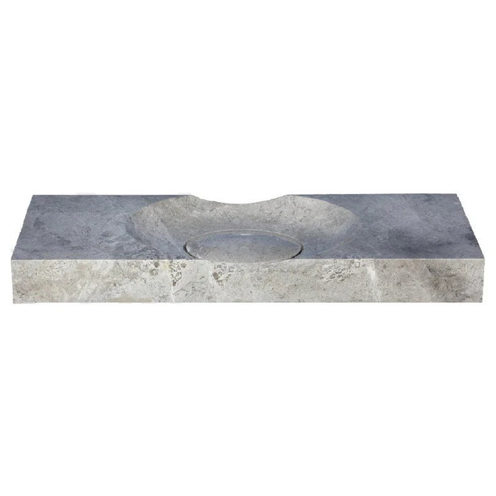 Tundra Grey Marble Rectangular Bathroom Vanity carved from Solid Block (W)18" (L)40" product shot