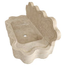 Tuscany Beige Travertine Wall-mount Wavy Edges Bathroom Sink with 5" Backsplash corner view