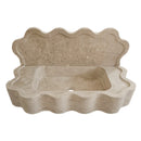 Tuscany Beige Travertine Wall-mount Wavy Edges Bathroom Sink with 5" Backsplash front view