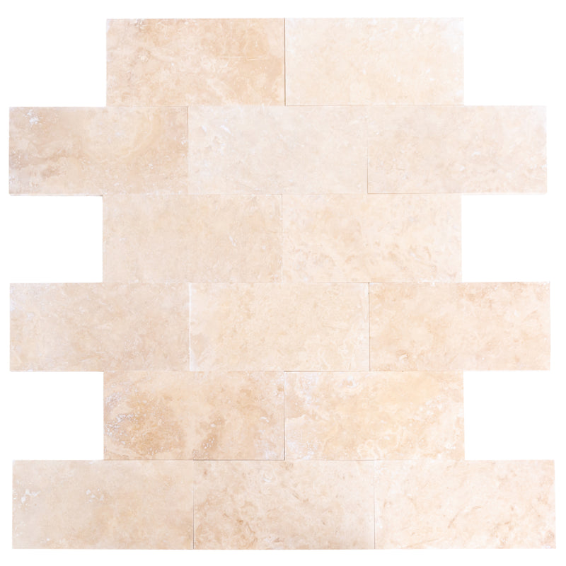Tuscany beige travertine floor wall tile 12x24 multiple top view