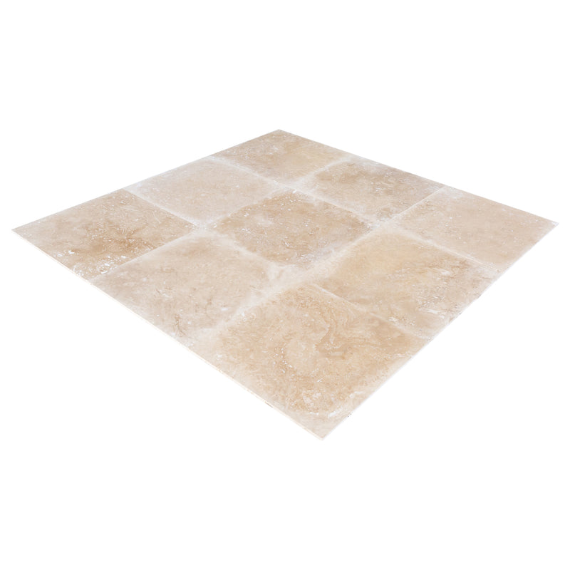 Tuscany beige travertine floor wall tile 12x24 angle wide view