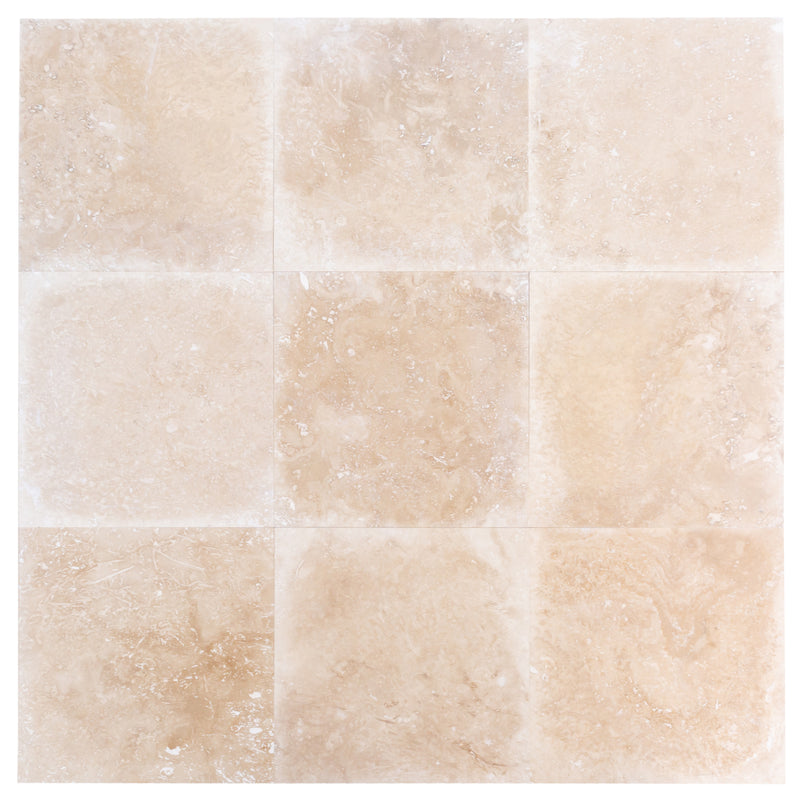 Tuscany beige travertine floor wall tile 24x24 multiple top view