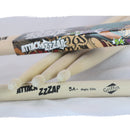 GRIFFIN Attack Zzzap Drum Sticks - 4 Pairs of Select Elite Maple Wood Size 5A - Premium Balanced, Level and Straight - Drummers Percussion Classic Pure Grit Uncoated, Raw Wood Drumming Sticks
