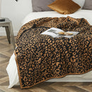 DecorBites™ Cozy Leopard Print Knitted Blanket - Winter Faux Fur Microfiber Throw