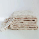 DecorBites™ Cozy Fringed Plaid Throw Blanket - Soft Knitted Acrylic Sofa Blanket for Home Décor & Bedding