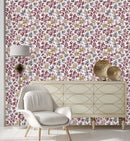 Modish White Wallpaper with Flowers Smart